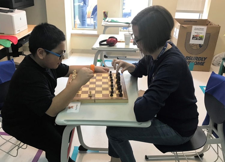 Miguel with his teacher, Kate