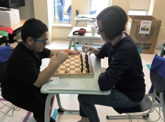 Miguel with his teacher, Kate
